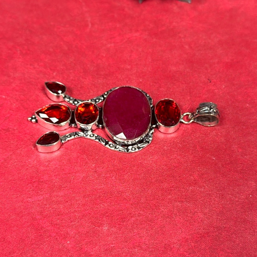 Ruby & Garnet Silver Pendant - image 4